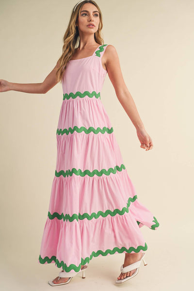 Ric Rac Midi Dress - Pink