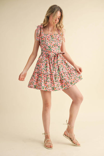 Tiered Mini Dress: Pink