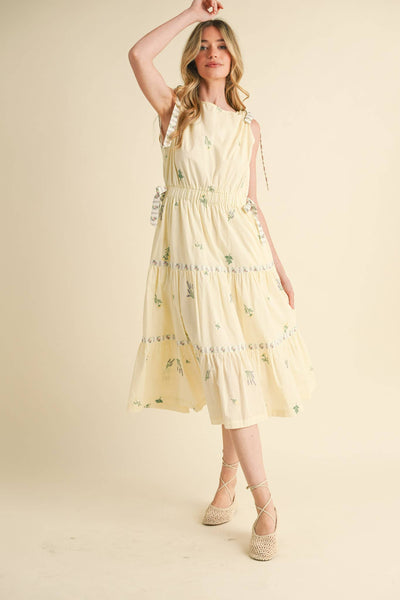Embroidered Midi Dress - Blue