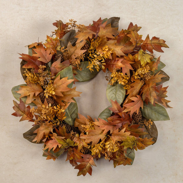 24" HARVEST MIXED LEAF WREATH