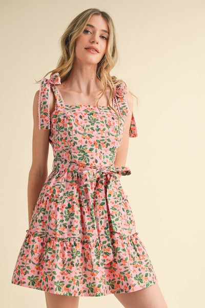 Tiered Mini Dress: Pink