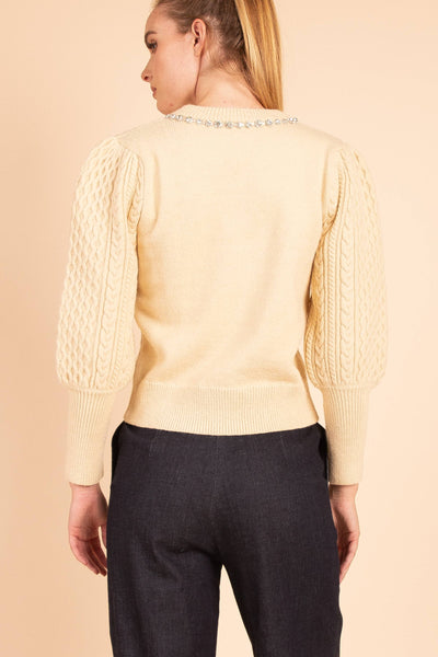 Accent Neck Cable Knit Sweater