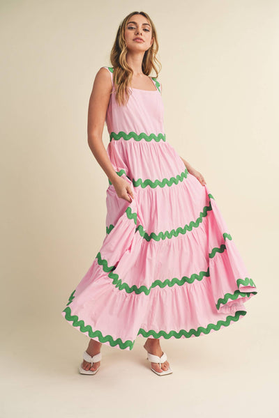 Ric Rac Midi Dress - Pink