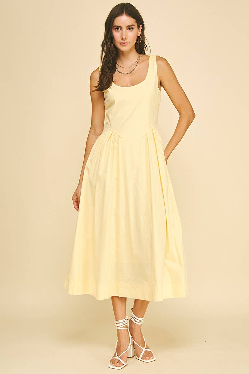 A-Line Poplin Midi Dress