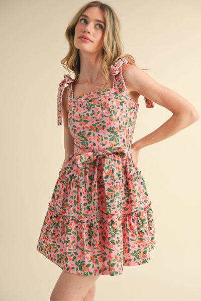Tiered Mini Dress: Pink