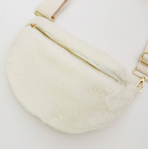 Butter Soft Furly Sling Bag: Cream