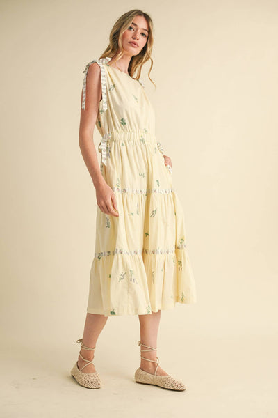 Embroidered Midi Dress - Blue