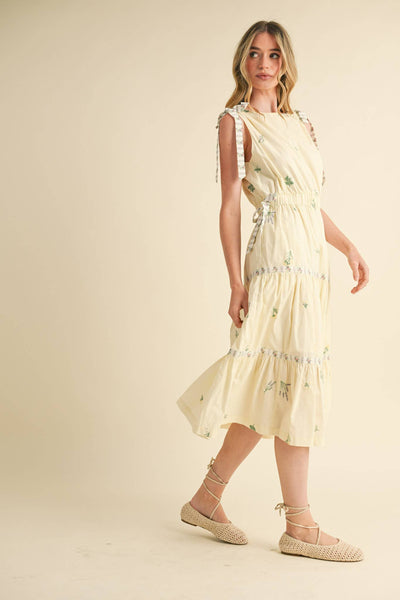 Embroidered Midi Dress - Blue