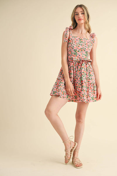 Tiered Mini Dress: Pink