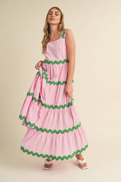 Ric Rac Midi Dress - Pink