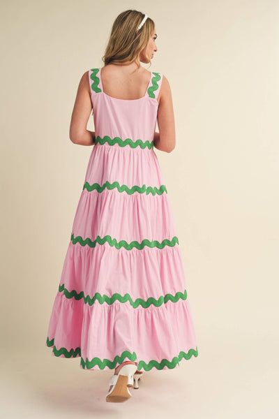 Ric Rac Midi Dress - Pink