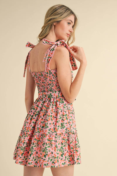 Tiered Mini Dress: Pink