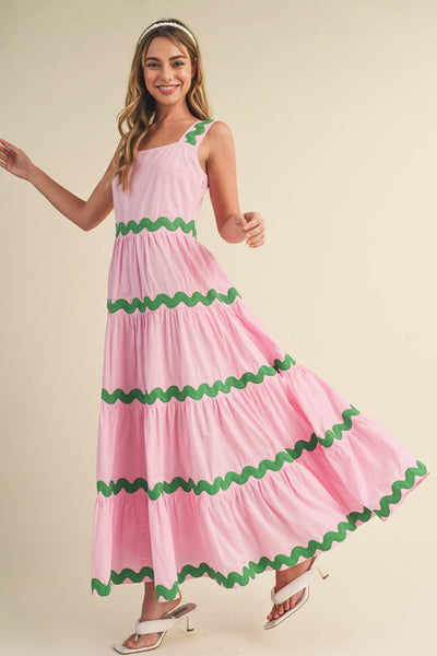 Ric Rac Midi Dress - Pink
