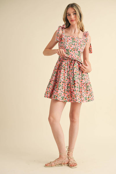 Tiered Mini Dress: Pink