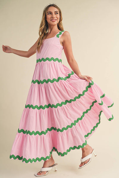 Ric Rac Midi Dress - Pink