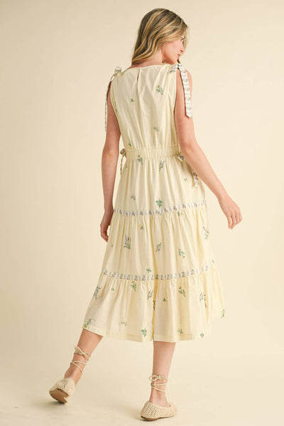 Embroidered Midi Dress - Blue