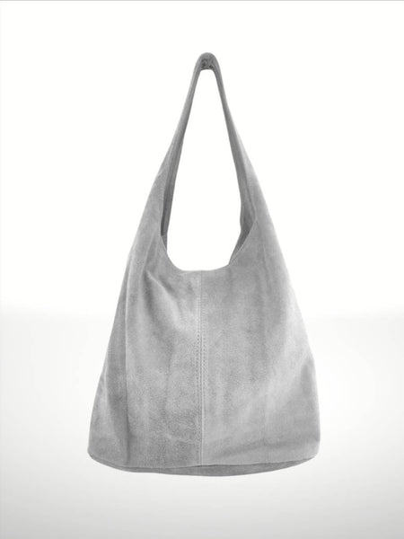 Suede Leather Bag: Navy blue