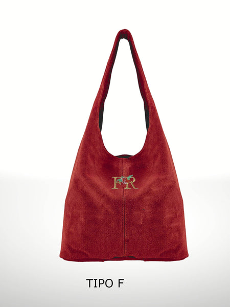 Suede Leather Bag: Navy blue