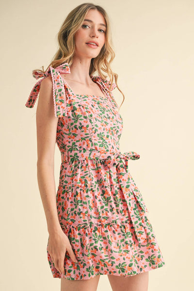 Tiered Mini Dress: Pink