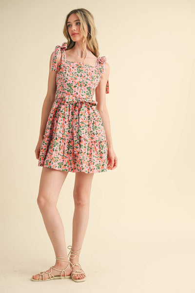 Tiered Mini Dress: Pink