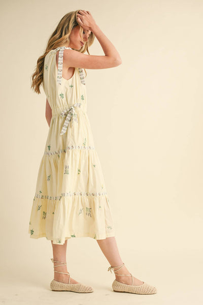Embroidered Midi Dress - Blue