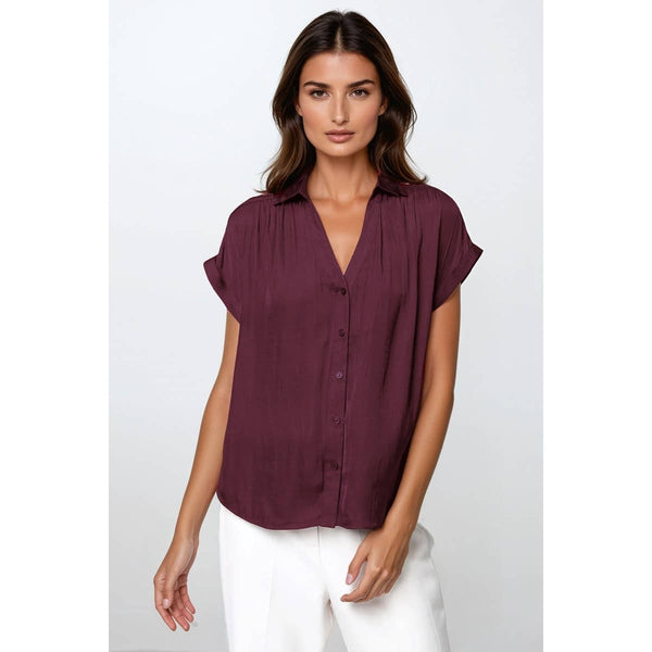 Short Sleeve Blouse: Navy / S