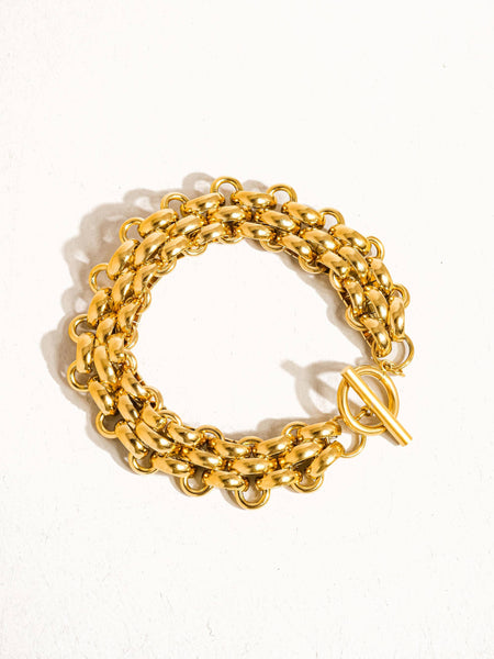 Non-Tarnish Bold Weave Bracelet: Gold