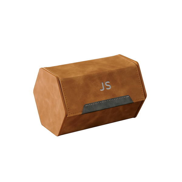 2-Slot Travel Watch Roll - Brown