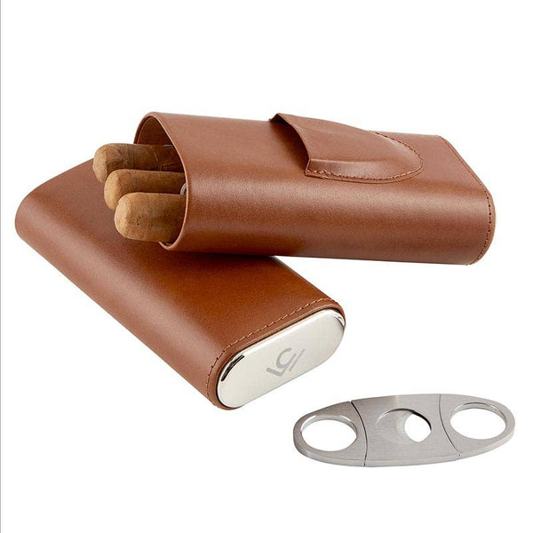 3 Finger Leather Cigar Case & Cutter
