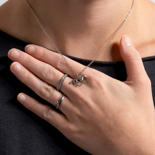 18K Gold PVD Stainless Steel Western Horse Charm: Gold