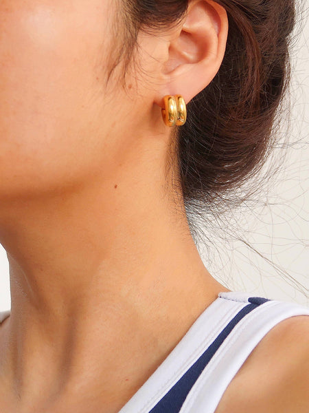 Emma Non-Tarnish Double C-Hoop Earring: Silver