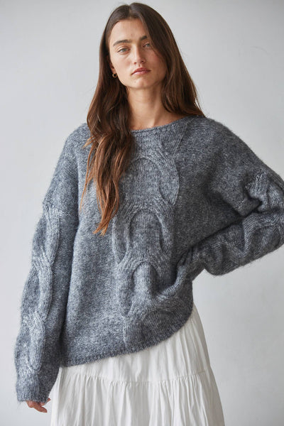 Sweater Knitted Polyester Acrylic Wool Pullover : Heather Grey