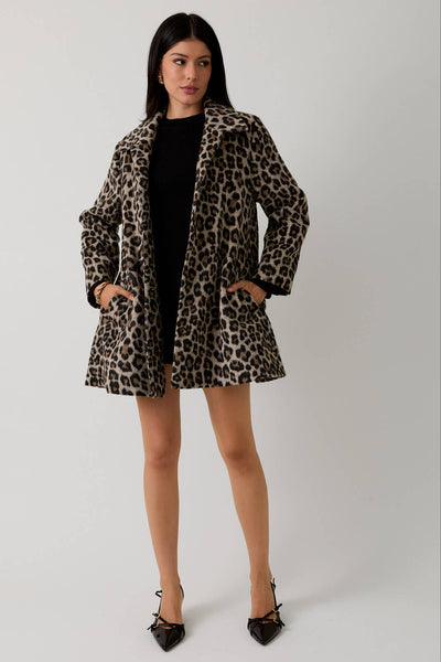 Animal Print Boucle Jacket - Taupe & Black Animal Print