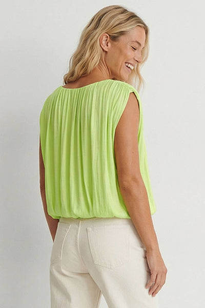 Grecian Drape Bubble Blouse - Shadow Lime