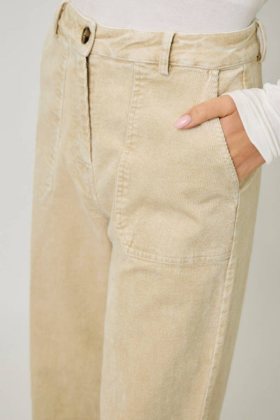 Washed Corduroy Trousers: Almond