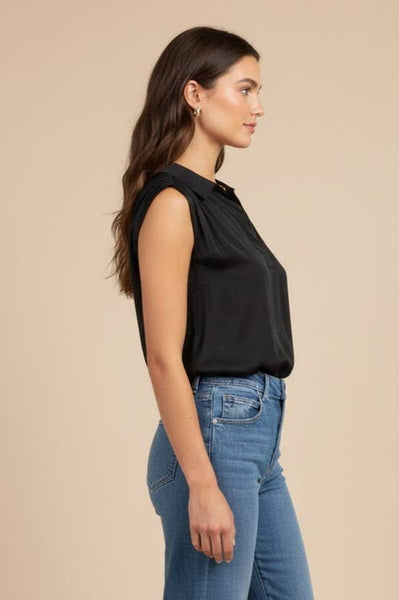 Neck Band Collar Top - Black