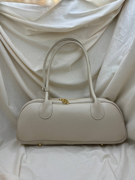 Genuine Leather East-West Bag: Taupe