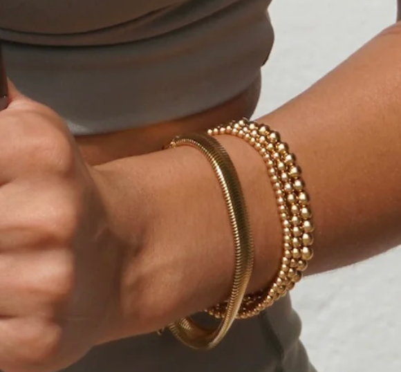 Snake Wheat Herringbone. Softest Steel bracelet: Yellow Gold