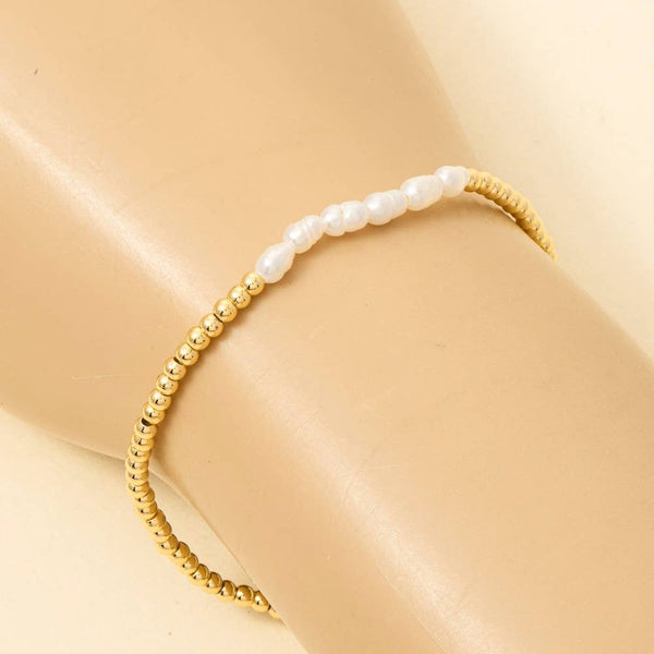 Gold & Pearl Beaded Bracelet