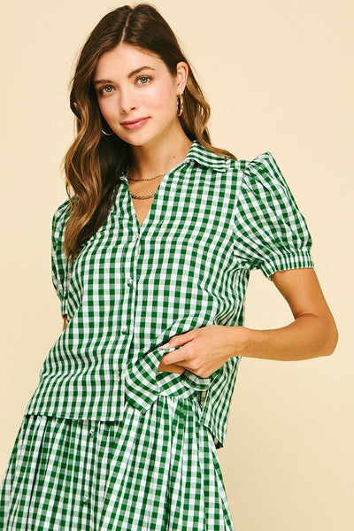Gingham Button Down Shirt - Green