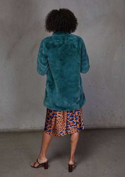 Retro Super Soft Faux Fur Coat: Vintage Pine / M