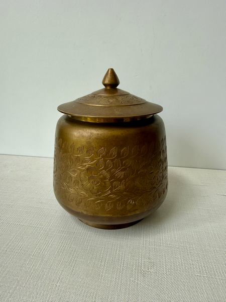 Vintage Brass Etched Lidded Jar (WCA)