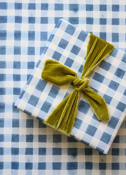 Blue Gingham Gift Wrap : Roll of 3 Sheets