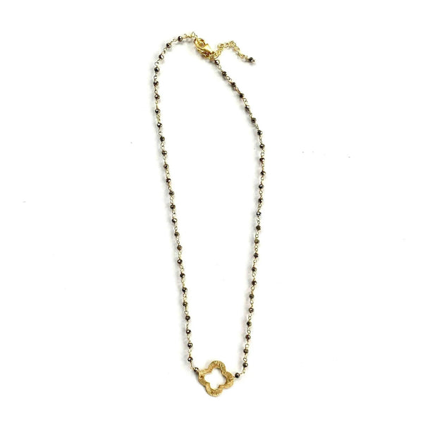Pyrite + Clover Short Necklace