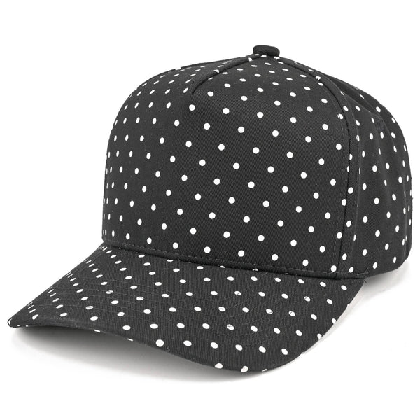 C.C Polka Dot Pattern All Over Trucker Hat: Brown/White