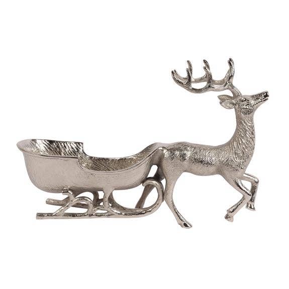 Silver Reindeer Sleigh Bowl