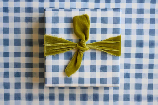 Blue Gingham Gift Wrap : Roll of 3 Sheets