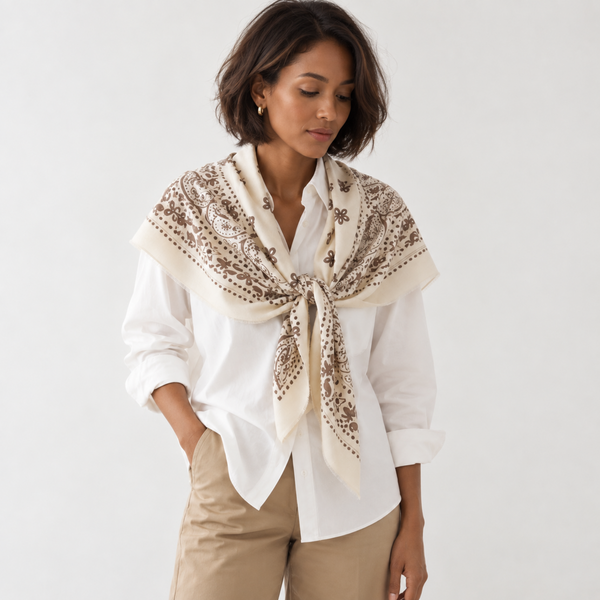Brushed Bandana Oversized Square Scarf: Soft Taupe