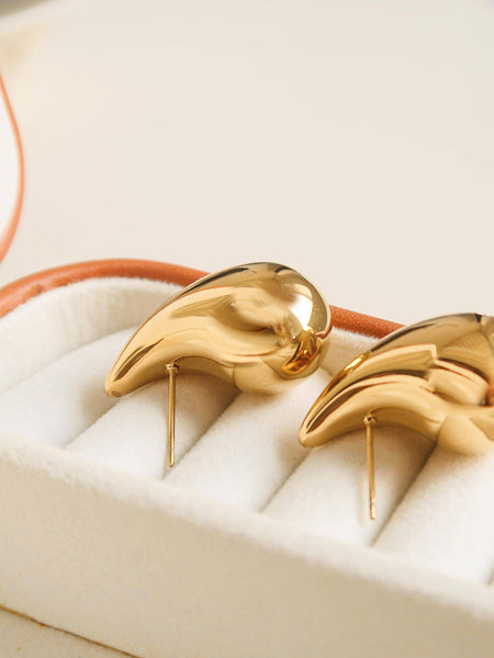 Colette 18K Gold Non-Tarnish Large Huggie Droplet Earring: Yellow Gold