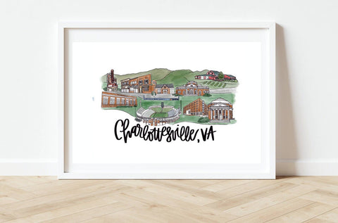 Charlottesville, Virginia Skyline Print 8x10